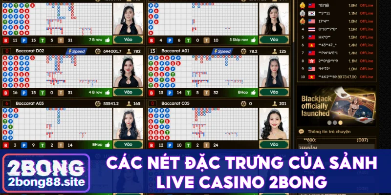 Live casino 2Bong - Sân chơi đặc biệt với cược đỉnh cao 2 Các nét đặc trưng của sảnh live casino 2Bong